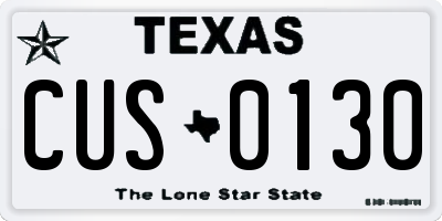 TX license plate CUS0130