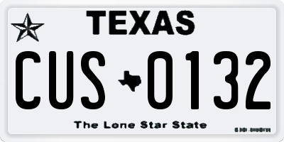 TX license plate CUS0132
