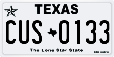 TX license plate CUS0133
