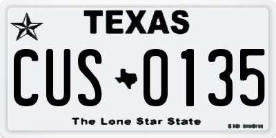 TX license plate CUS0135