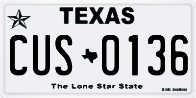 TX license plate CUS0136