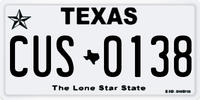 TX license plate CUS0138