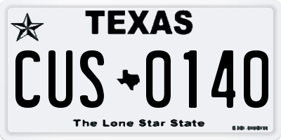 TX license plate CUS0140