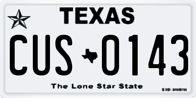 TX license plate CUS0143