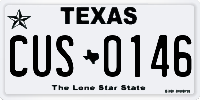TX license plate CUS0146