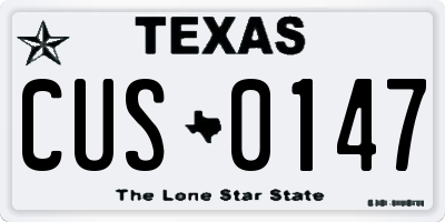 TX license plate CUS0147