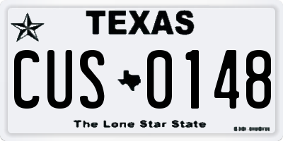 TX license plate CUS0148