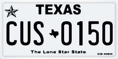 TX license plate CUS0150