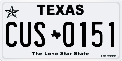 TX license plate CUS0151