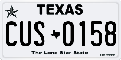 TX license plate CUS0158