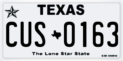 TX license plate CUS0163
