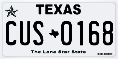 TX license plate CUS0168