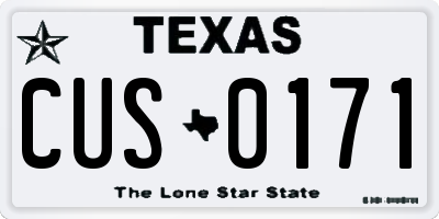 TX license plate CUS0171