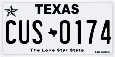 TX license plate CUS0174