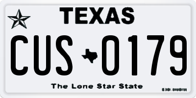 TX license plate CUS0179