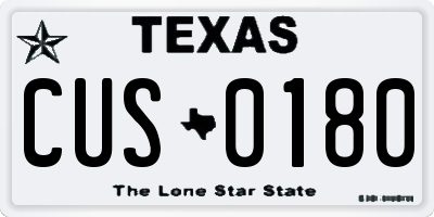 TX license plate CUS0180