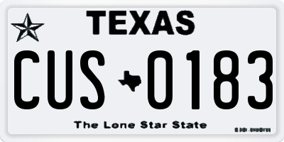 TX license plate CUS0183