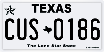 TX license plate CUS0186