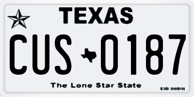 TX license plate CUS0187