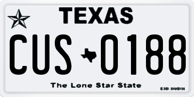 TX license plate CUS0188