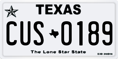 TX license plate CUS0189