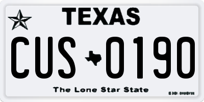 TX license plate CUS0190