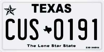 TX license plate CUS0191