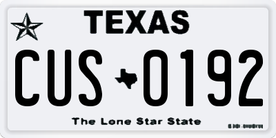 TX license plate CUS0192