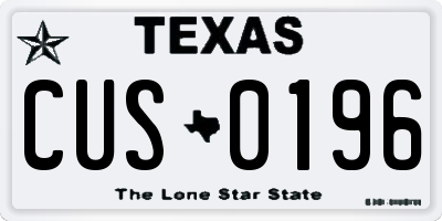 TX license plate CUS0196