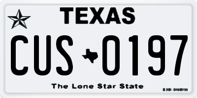 TX license plate CUS0197