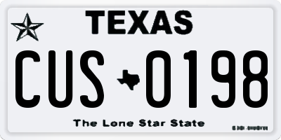 TX license plate CUS0198