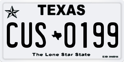 TX license plate CUS0199