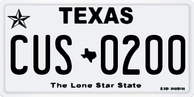TX license plate CUS0200