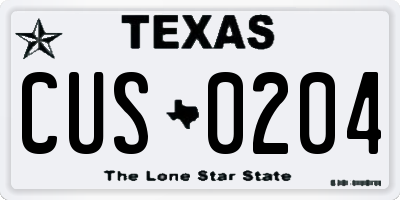 TX license plate CUS0204