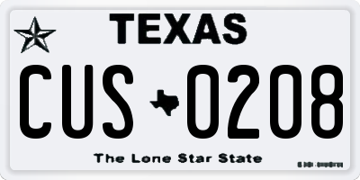 TX license plate CUS0208