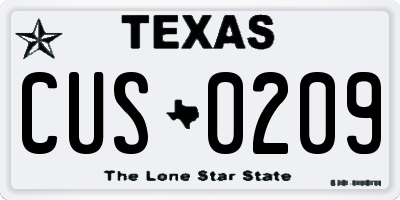 TX license plate CUS0209