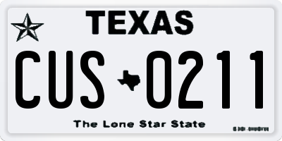 TX license plate CUS0211