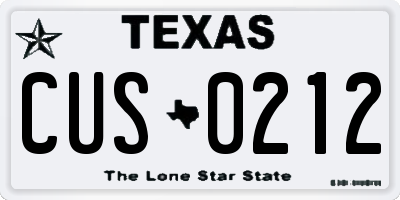 TX license plate CUS0212
