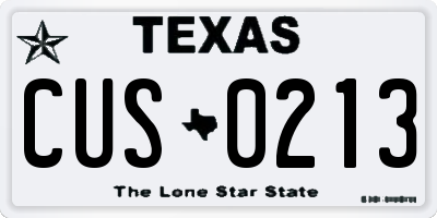 TX license plate CUS0213