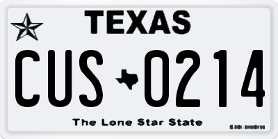 TX license plate CUS0214