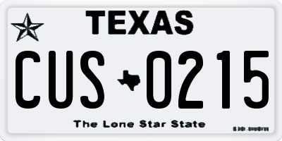 TX license plate CUS0215