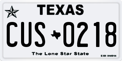 TX license plate CUS0218
