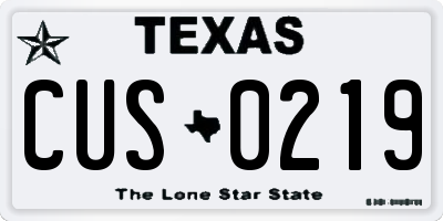 TX license plate CUS0219