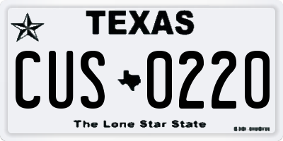 TX license plate CUS0220