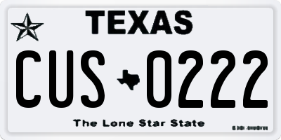 TX license plate CUS0222