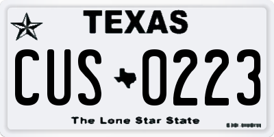 TX license plate CUS0223