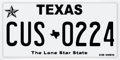 TX license plate CUS0224