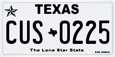 TX license plate CUS0225