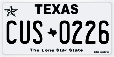 TX license plate CUS0226