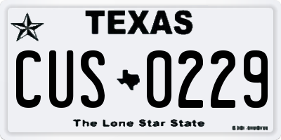 TX license plate CUS0229